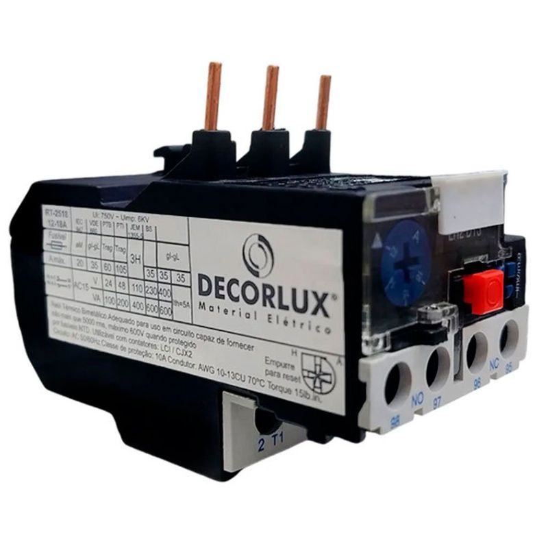 relé térmico e sobrecarga decorlux 25a ajuste 12.0-18a (mp)