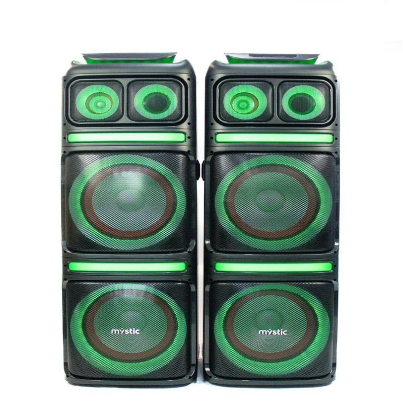 caixa de som amplificada mystic 100w x2 bluetooth com microfone sem fio vhf my-ps492u (mp)