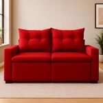 sofá 3 lugares marjom montreal veludo paris vermelho (mp)