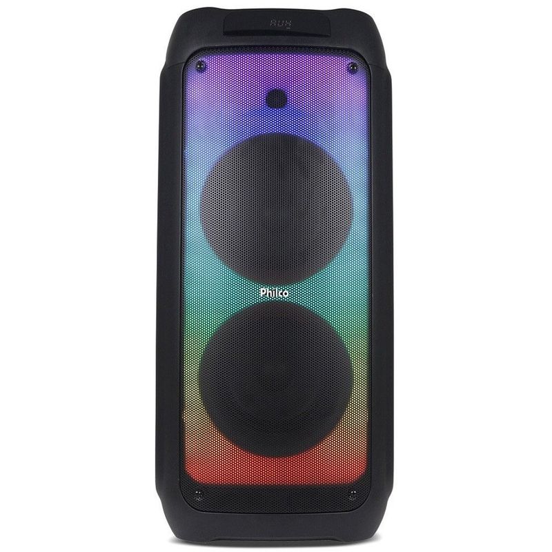 caixa de som amplificada philco flahs lights e full led 2000w preto pcx10101