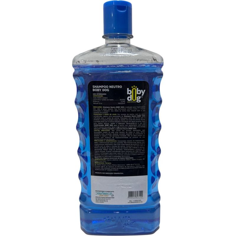 shampoo para cães e gatos adultos boby dog neutro 750ml (mp)