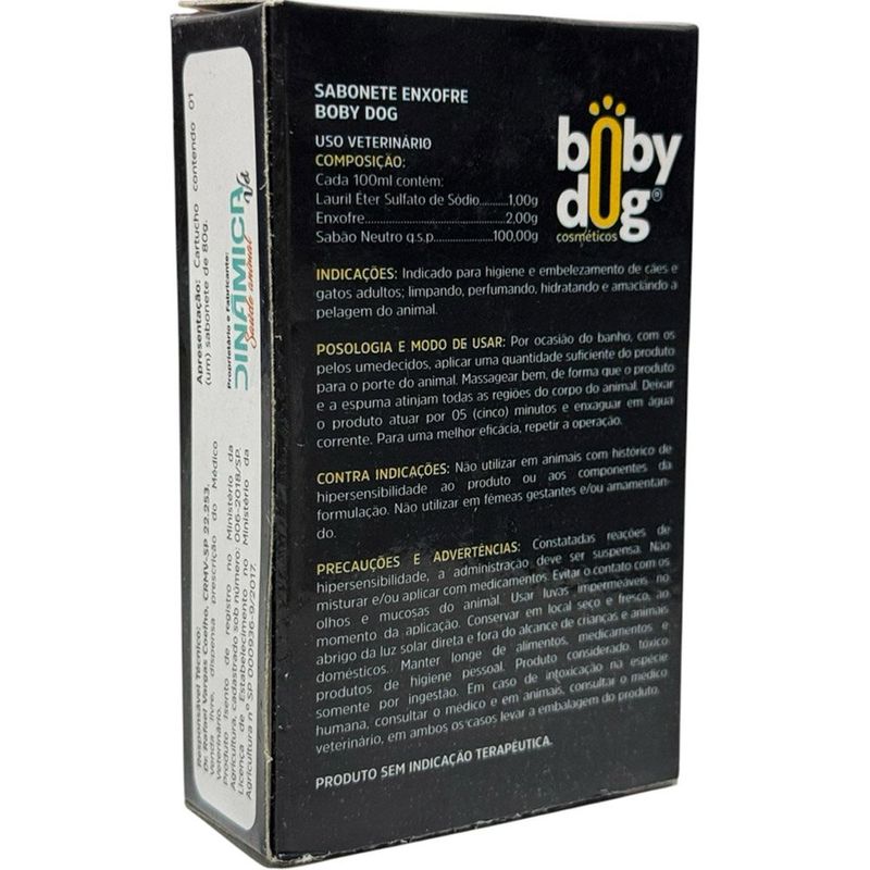 sabonete de enxofre boby dog para cães e gatos 80g (mp)