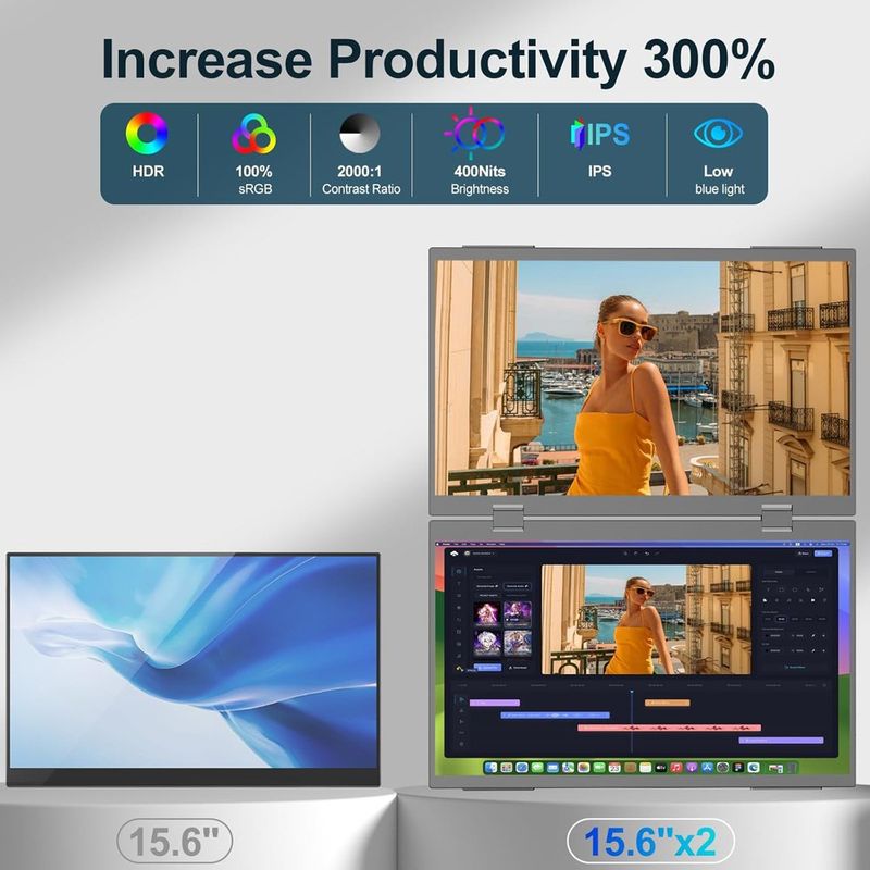 monitor dobrável fhd 15.6" cuiuic cinza a-mbi