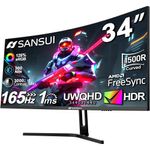 monitor gamer uwqhd 34" 165hz sansui preto a-mbi