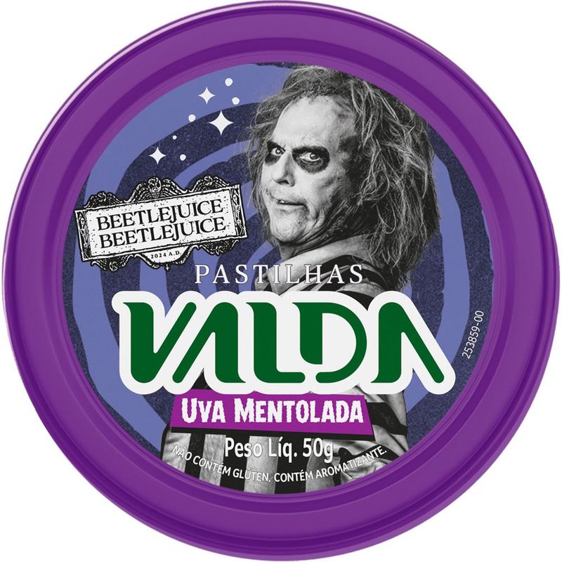 pastilhas valda lata beetlejuice uva mentolada 50g