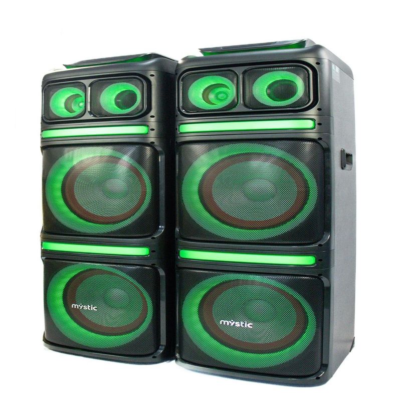 caixa de som amplificada mystic 100w x2 bluetooth com microfone sem fio vhf my-ps492u (mp)