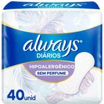 protetor diário always sensitive sem perfume 40 unidades