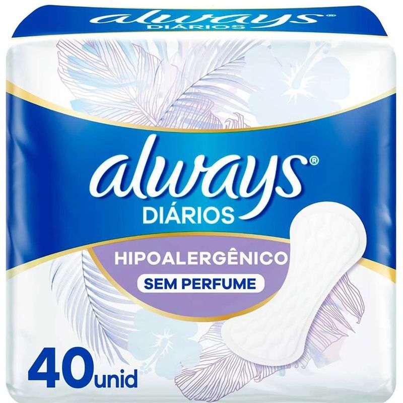protetor diário always sensitive sem perfume 40 unidades