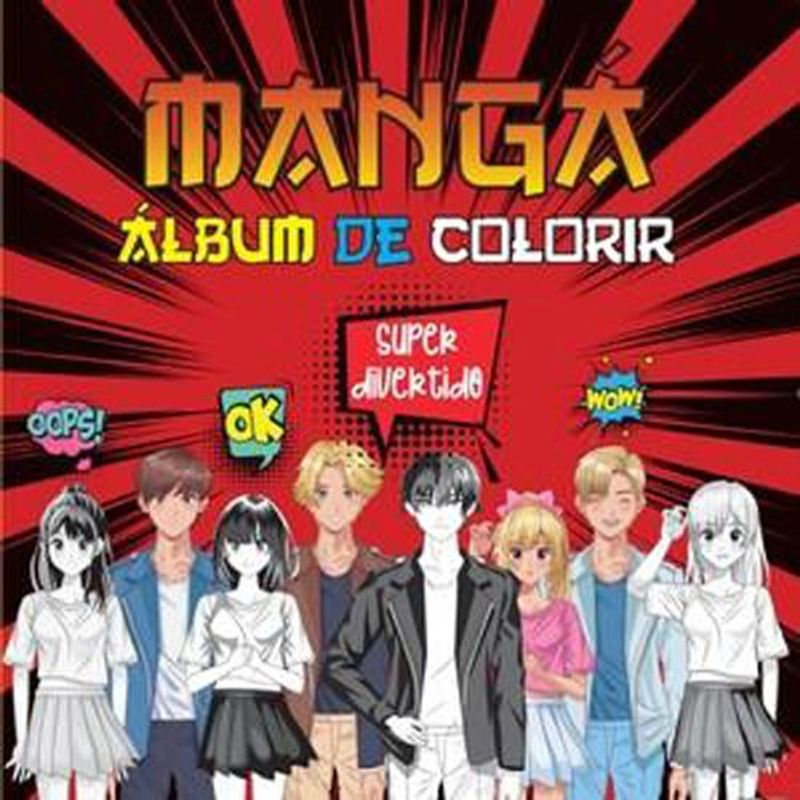 livro álbum de colorir mangá (capa vermelha) pae editora (mp)