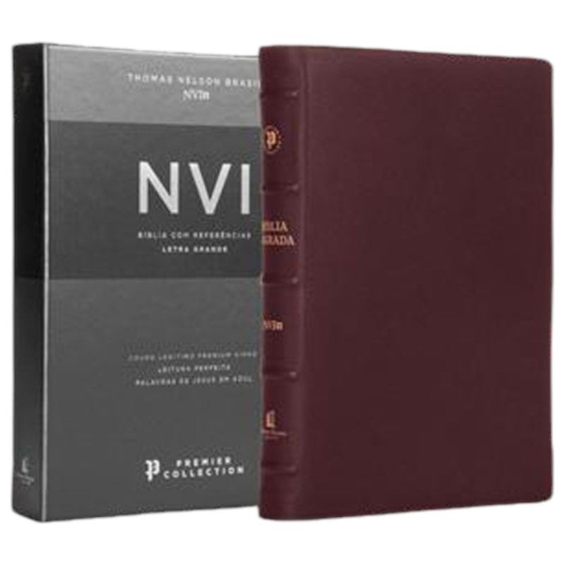 livro bíblia sagrada nvi premier collection, capa vinho thomas ne lson brasil (mp)