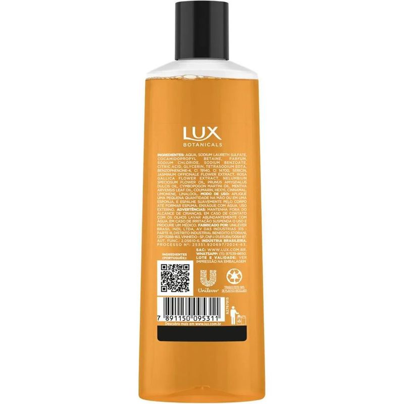 sabonete líquido gardênia e óleo de amêndoas 250ml lux botanicals