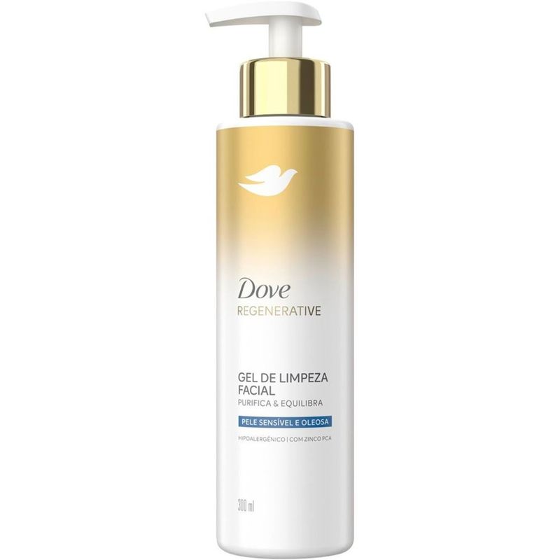 gel de limpeza facial regenerative purifica & equilibra pele sensível e oleosa 300ml dove
