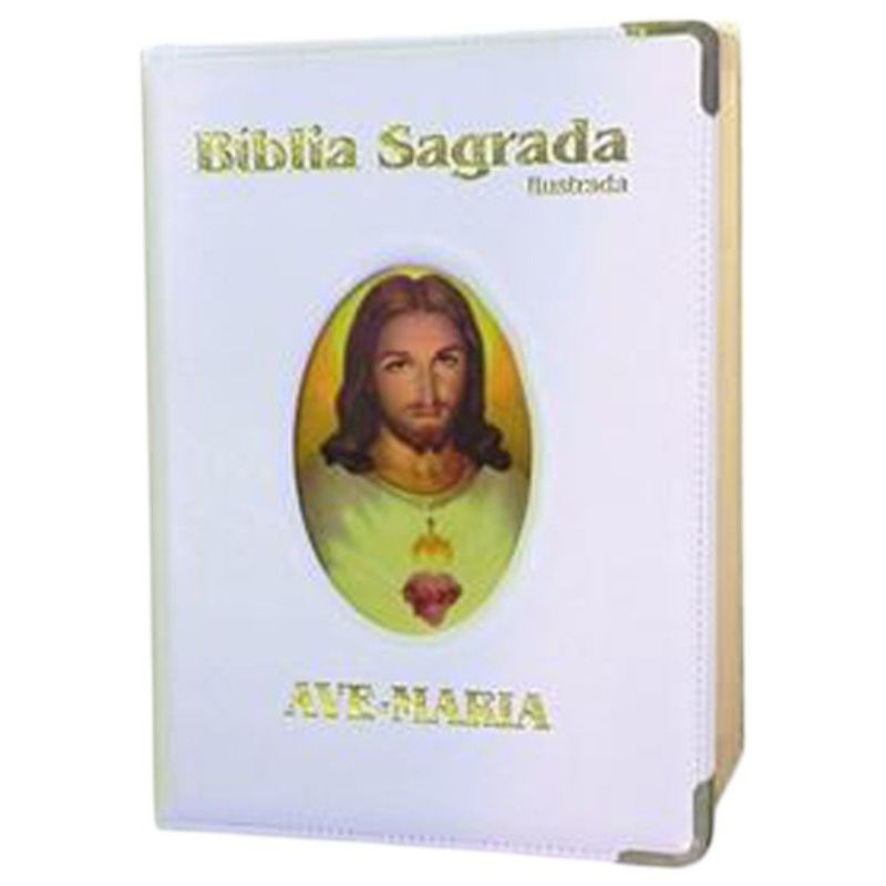 livro bíblia ilustrada luxo grande branca ave maria (mp)