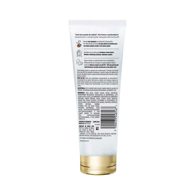 condicionador biotinamina b3 antiqueda e nutrição pantene 250ml