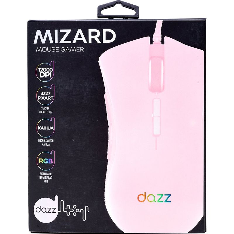 mouse gamer maxprint mizard rosa 12000dpi
