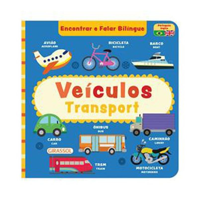 livro veículos/ transport encontrar e falar bilíngue girassol b rasil (mp)