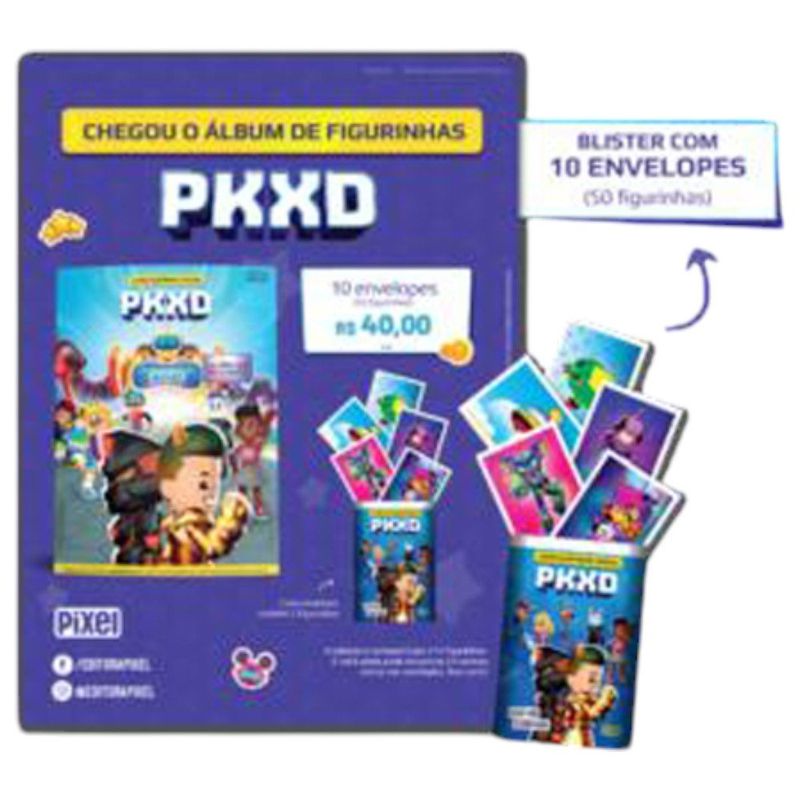 livro kit de 10 envelopes com 50 cromos do livro ilustrado oficial pk xd pixel media comunicações (mp)