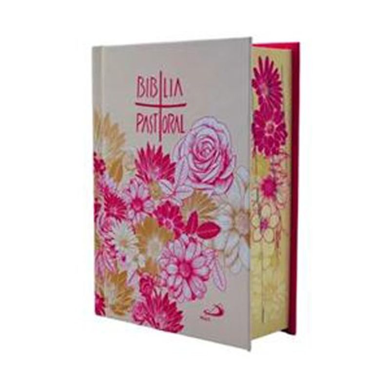 livro bíblia pastoral bolso floral rosa paulus editora bí blia (mp)