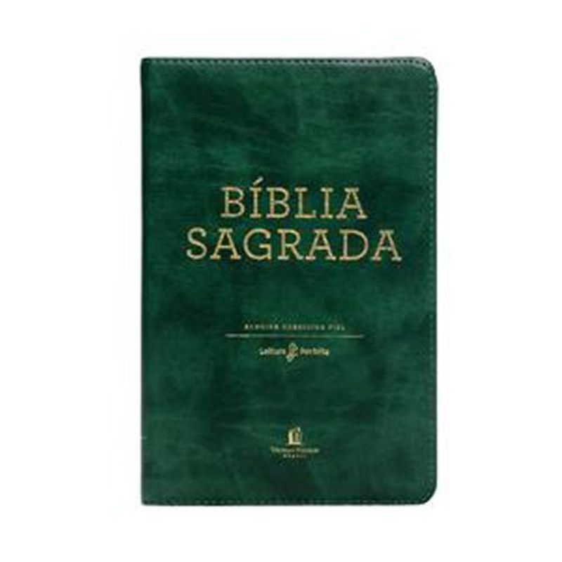 livro bíblia sagrada courosoft verde, leitura perfeita: almeida corrigid a fiel thomas nelson brasil (mp)