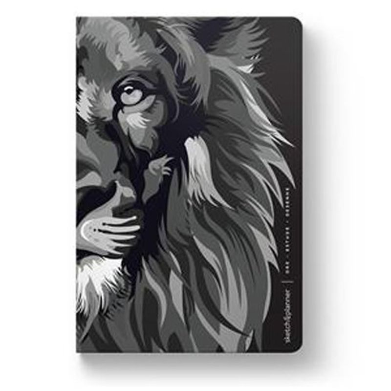 livro sketch & planner lion colors black & white maquinaria edi torial (mp)
