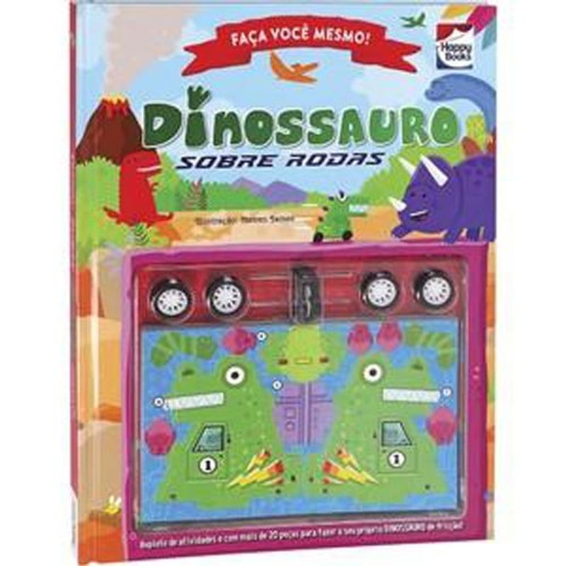 livro faça você mesmo! dinossauro sobre rodas happy books (mp)