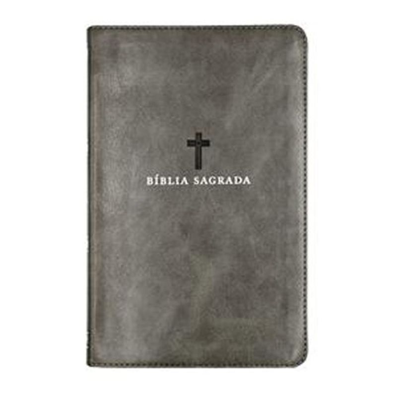 livro bíblia sagrada acf, couro soft, cinza, letra grande, leitura perfe ita thomas nelson brasil (mp)