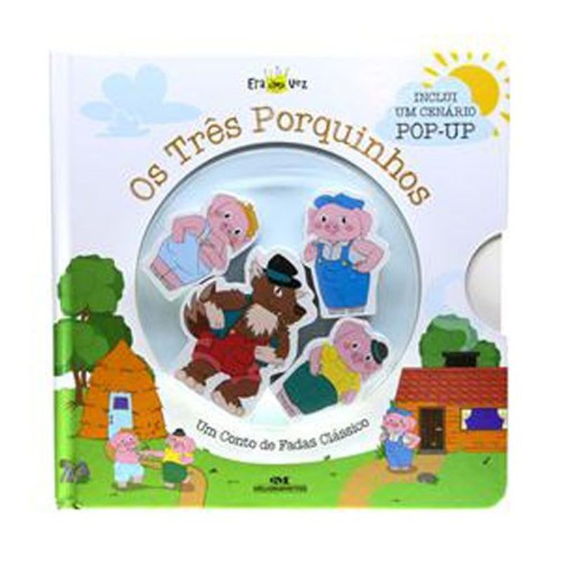 livro os três porquinhos (livro + cenário pop-up + 4 personagens de made ira) melhoramentos (mp)