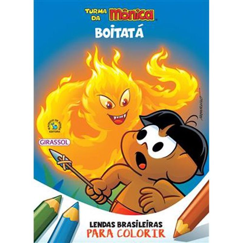 livro turma da mônica lendas brasileiras para colorir boitatá girassol brasil (mp)
