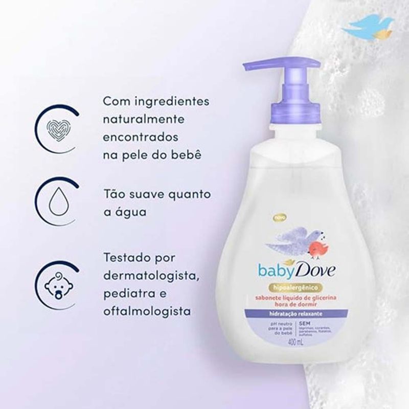 sabonete líquido hidratação relaxante hora de dormir 400ml dove baby