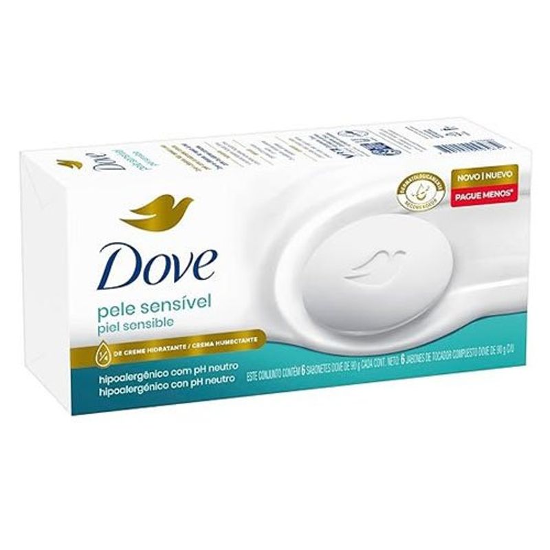 sabonete em barra pele sensível 90g 6 unidades dove