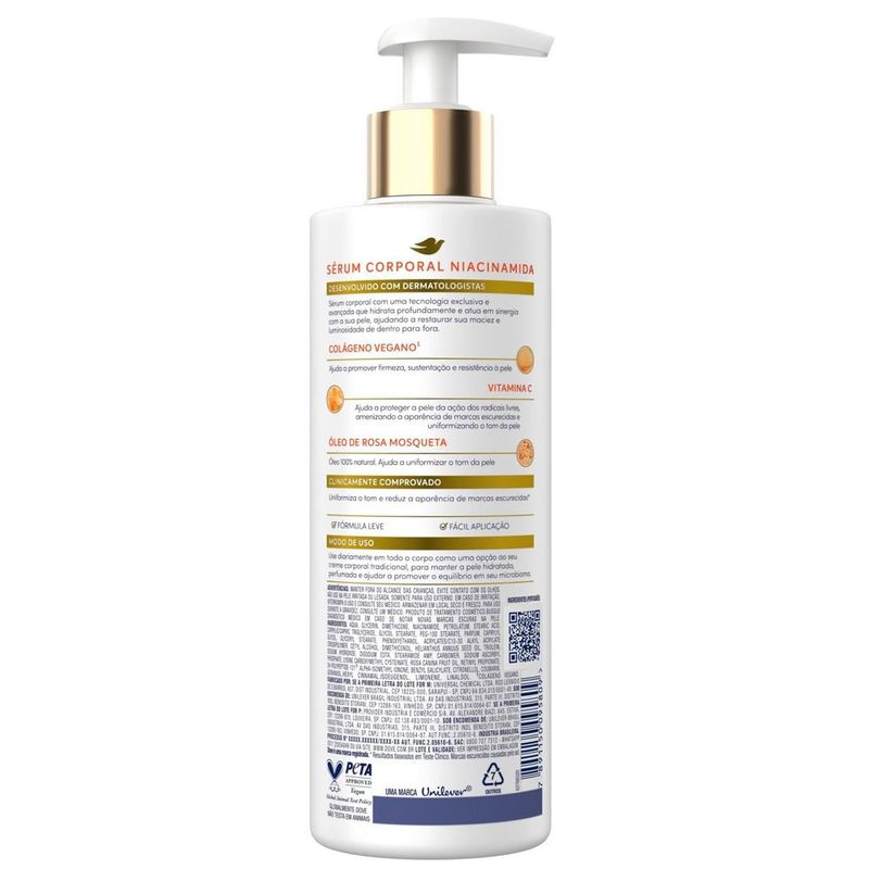 sérum hidratante niacinamida + uniformizador 380ml dove