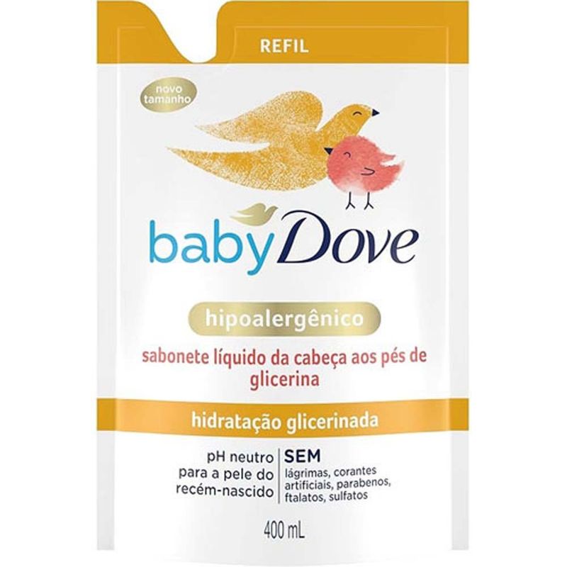 sabonete líquido hidratação glicerinada 400ml refil dove baby