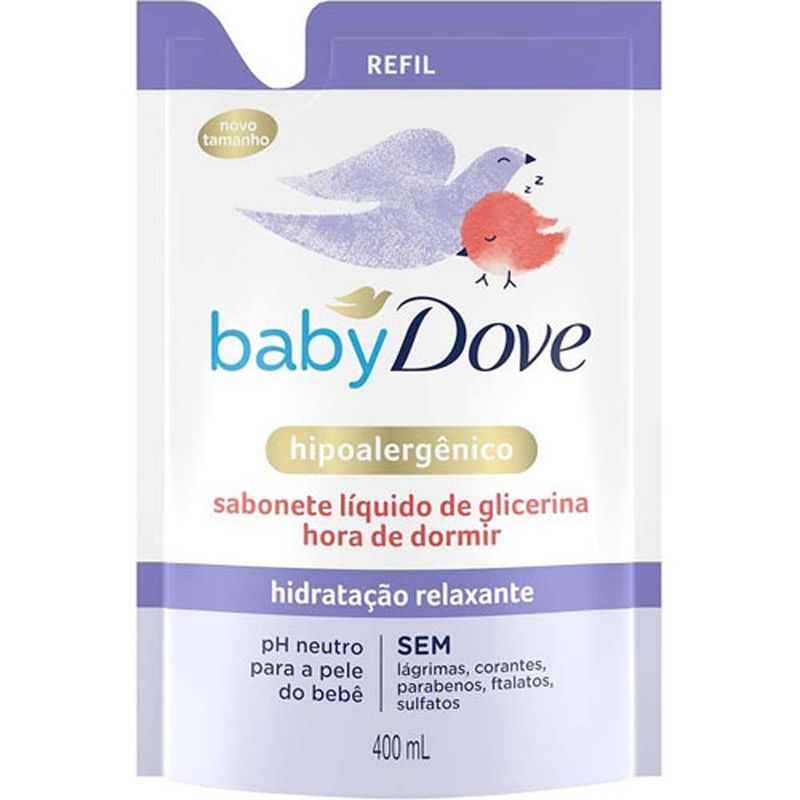 sabonete líquido de glicerina hidratação relaxante 400ml refil dove baby
