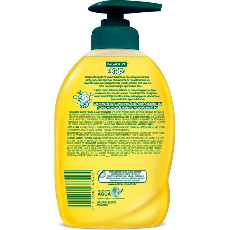 sabonete líquido frutas tropicais 220ml palmolive kids