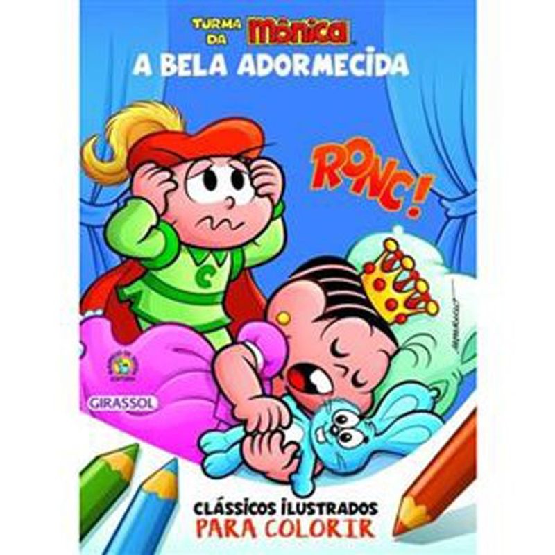 livro turma da mônica clássicos ilustrados para colorir a bela adormecid a girassol brasil (mp)