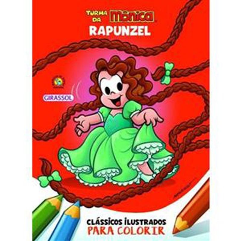 livro turma da mônica clássicos ilustrados para colorir rapunzel girassol brasil (mp)