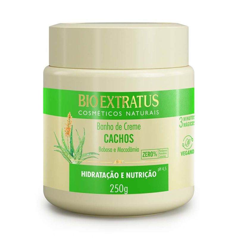 banho de creme cachos bio extratus hidratação e nutrição babosa e macadâmia 250g