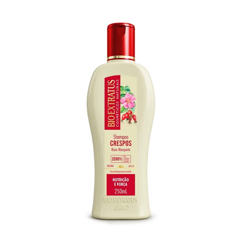 shampoo crespos bio extratus nutrição e força rosa mosqueta 250ml