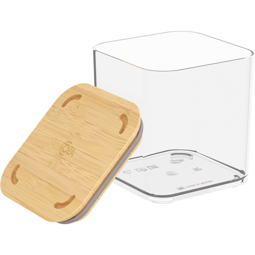 Pote Hermético Quadrado 580ml Tampa Bambu BPA Free Coza Prático E Moderno