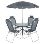 conjunto de mesa e cadeiras bel fix para jardim noronha com guarda sol 6008 (mp)