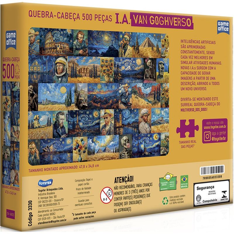 quebra-cabeça toyster 500 peças ia vangoghverso 3330