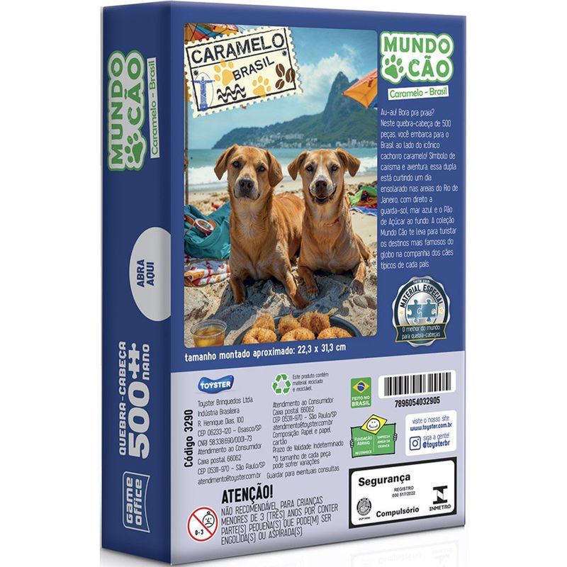 quebra-cabeça toyster 500 peças nano mundo cão brasil 3290