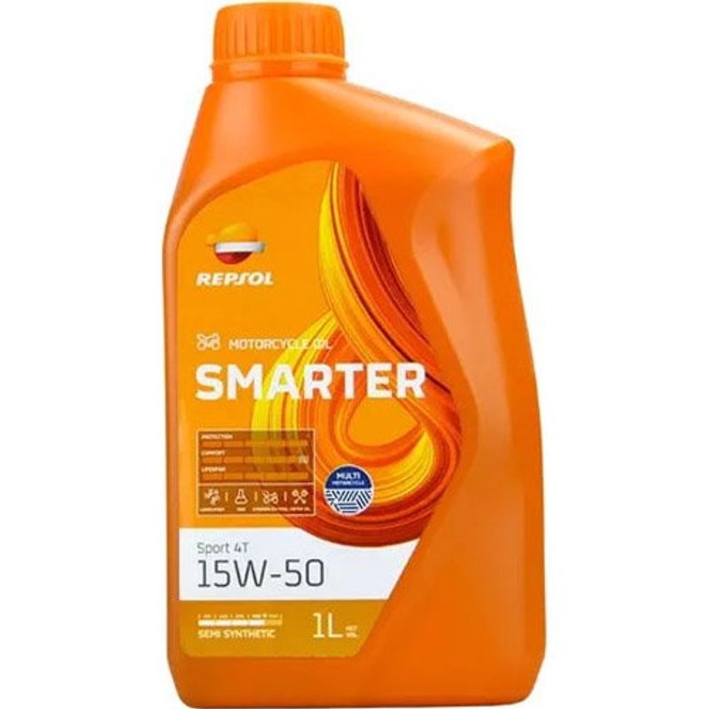 óleo de motor repsol para moto 4t 15w-50 smarter sport semi-sintético 1l (mp)