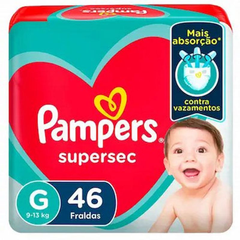 fralda descartável infantil pampers supersec g 46 unidades