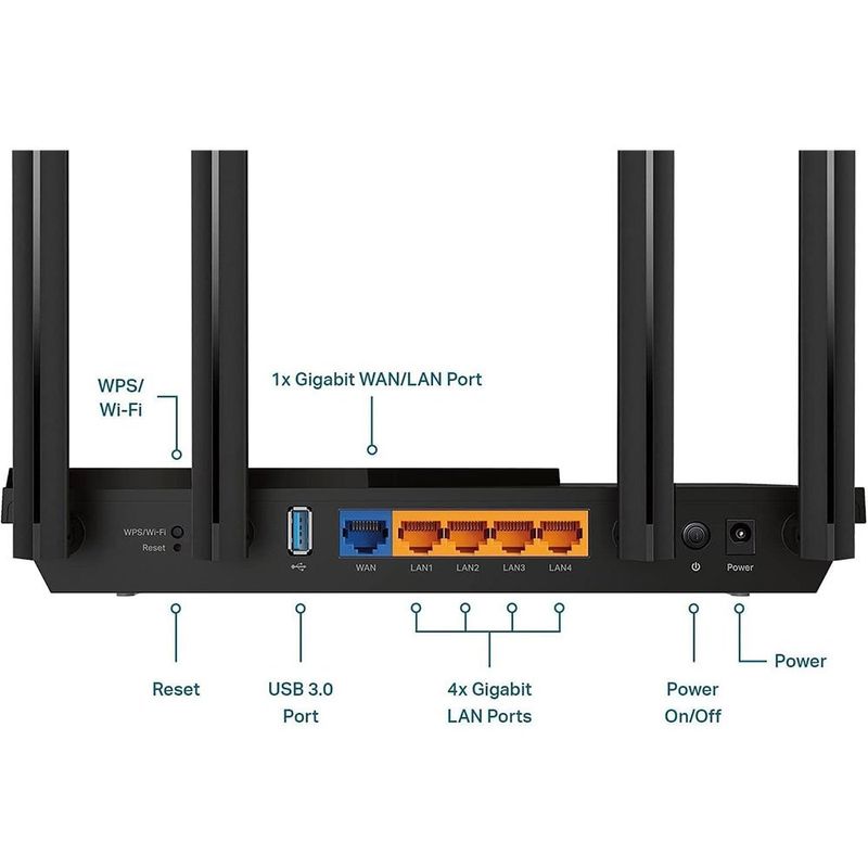 roteador tp-link archer ax3000 wi-fi 6 dual band preto a-mbi