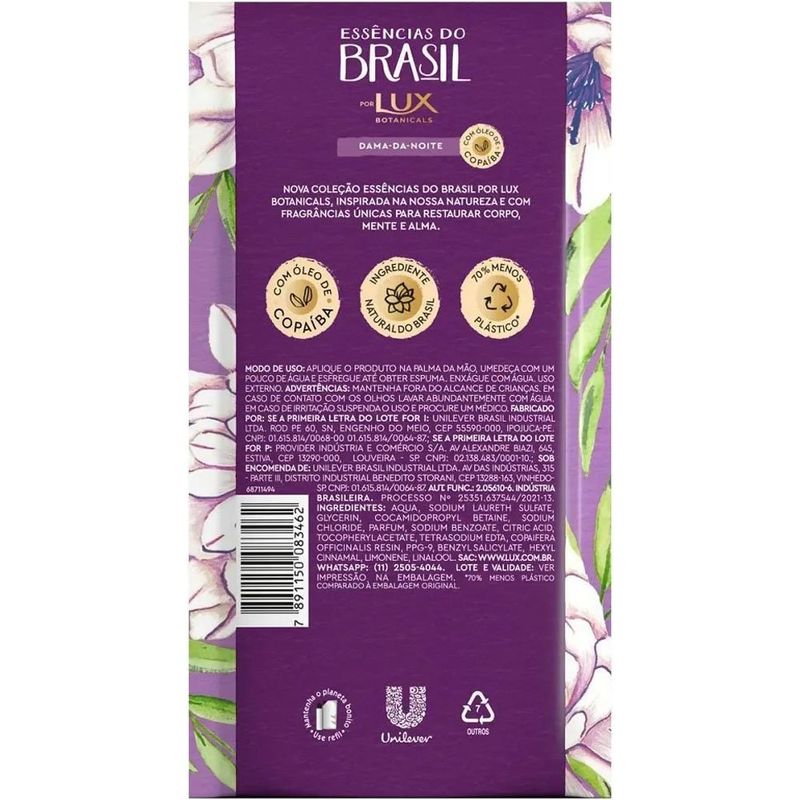 sabonete líquido essências do brasil damadda noite 24ml refil lux
