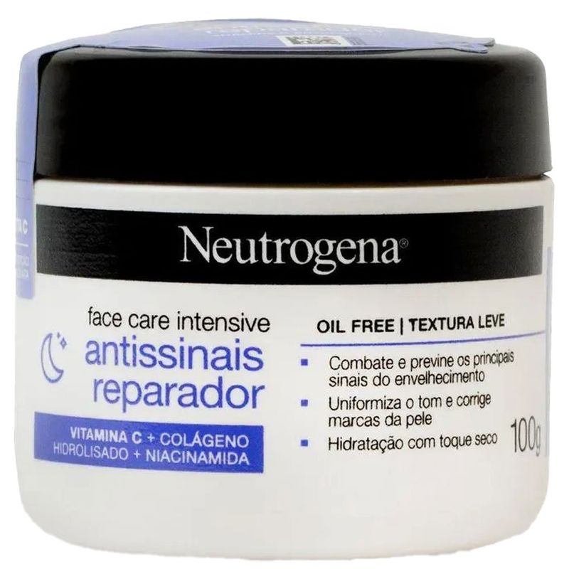 hidratante facial antissinais reparado face care intensive 100g neutrogena