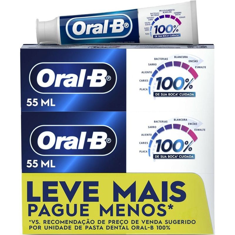 creme dental 100% 70g 3 unidades oral-b