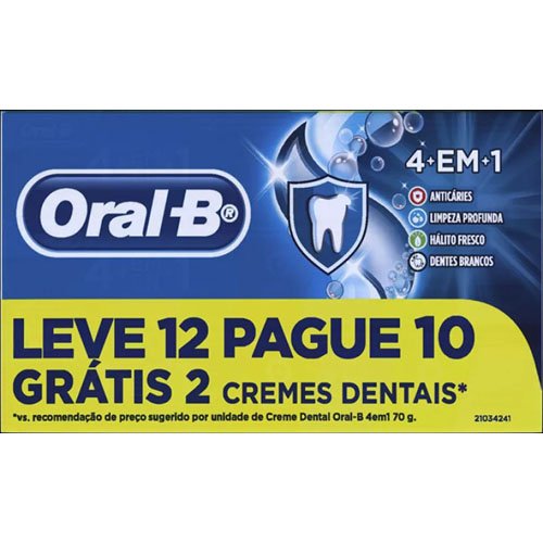 Creme Dental Oral-B 4 em 1 Pack com 12x70g