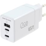 carregador de parede ultra rápido i2go saídas: usb-c 65w + 1 saída usb-c 20w + 1 saída usb-a 18w